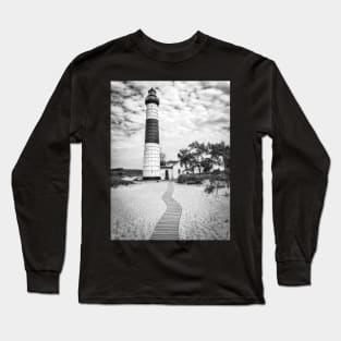Big Sable Point Lighthouse - Black & White Long Sleeve T-Shirt